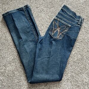 Wrangler Blue Boot Cut Jeans with Embroidered Pocket